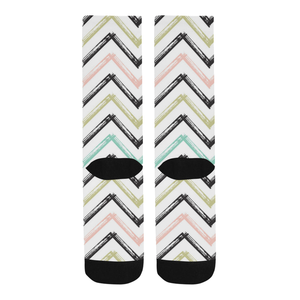 zigzag  chevron paint pattern Crew Socks
