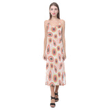 papaya leaves pattern V-Neck Open Fork Long Dress