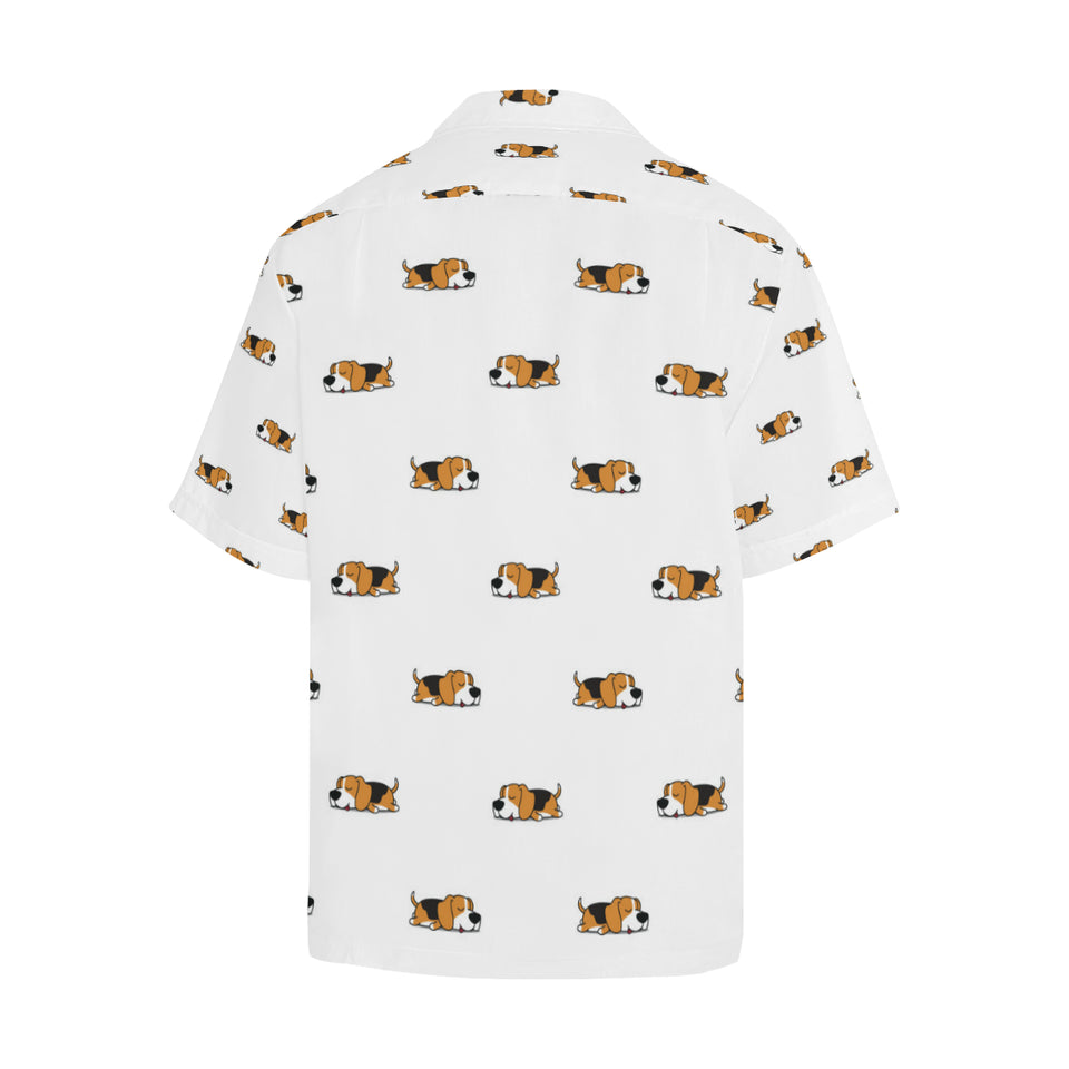 Cute beagle dog sleeping pattern Men's All Over Print Hawaiian Shirt