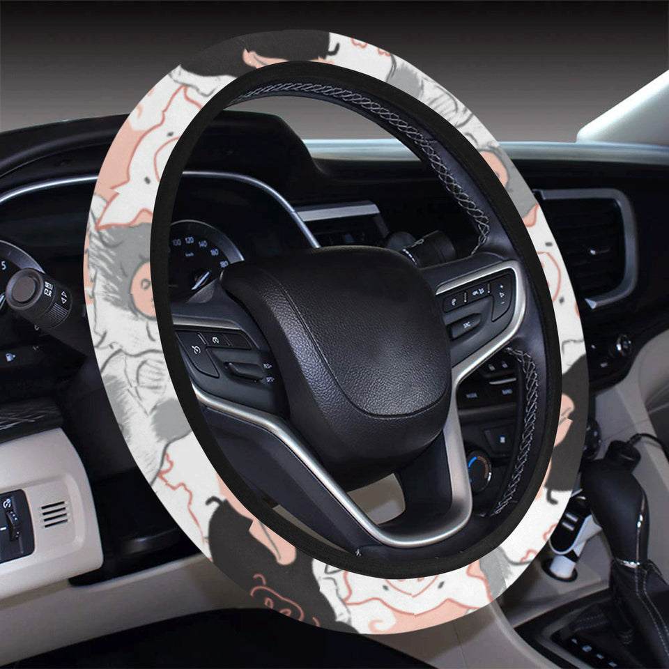 Pig Pattern Print Design 05 Car Steering Wheel Cover