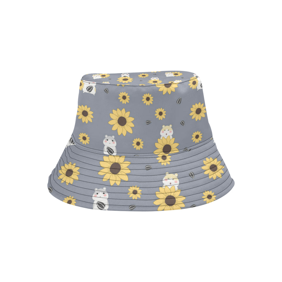 Cute hamster sunflower pattern background Unisex Bucket Hat