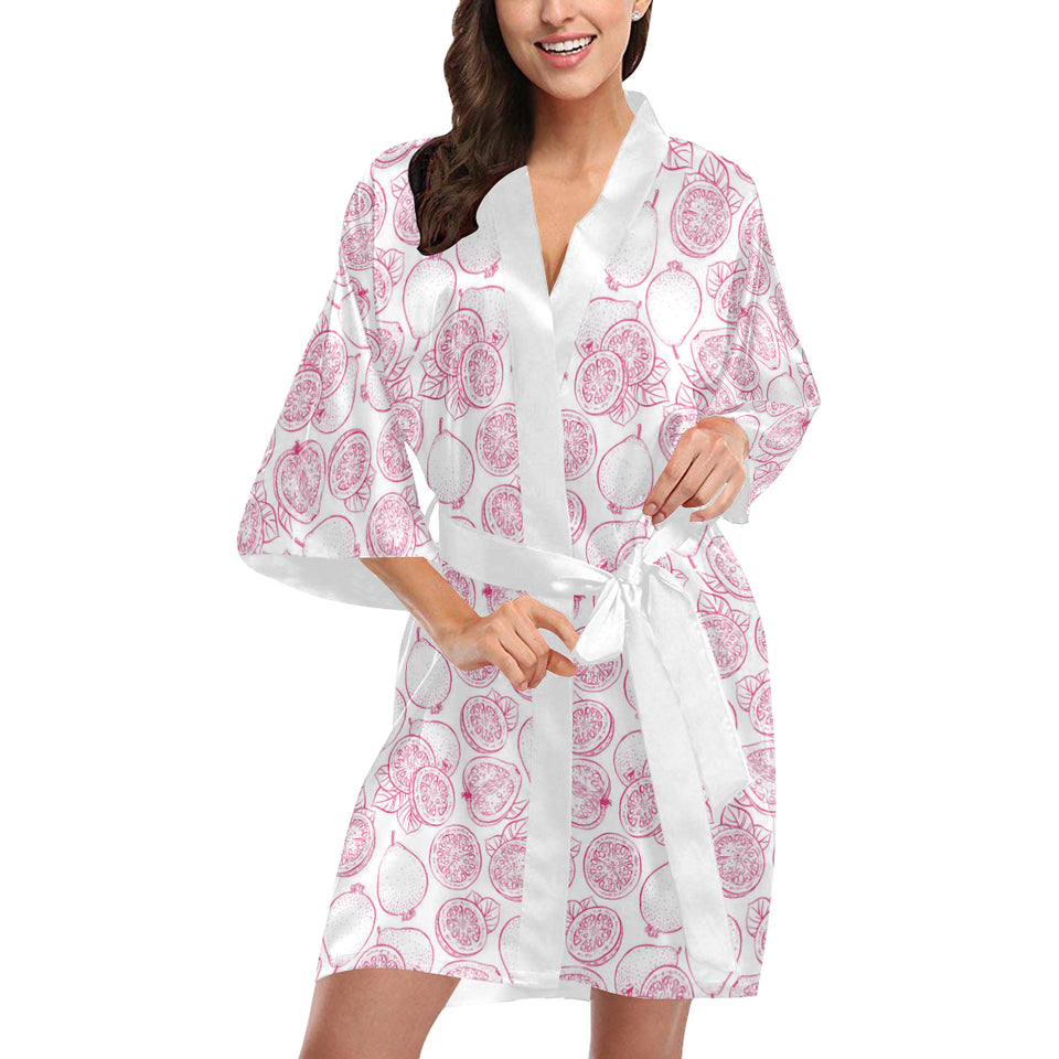 Sketch guava pattern Women's Short Kimono Robe
