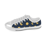 Moon star pattern Men's Low Top Canvas Shoes White