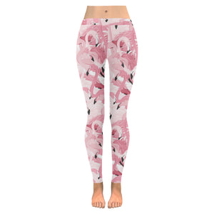 Pink flamingos pattern background Women's Legging Fulfilled In US