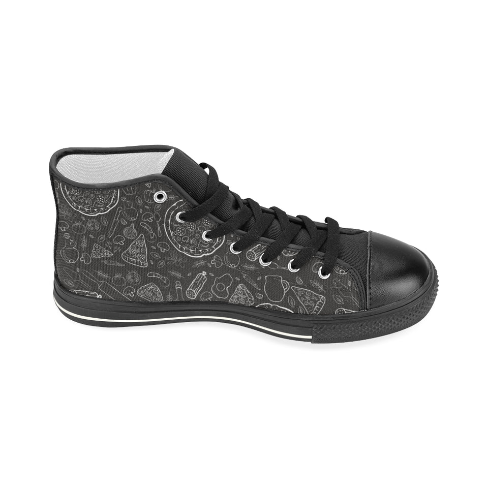 Pizza pattern Women's High Top Canvas Shoes Black