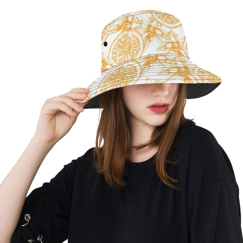 hand drawn orange fruit pattern Unisex Bucket Hat