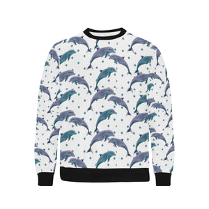 Dolphins pattern dotted background Men's Crew Neck Sweatshirt