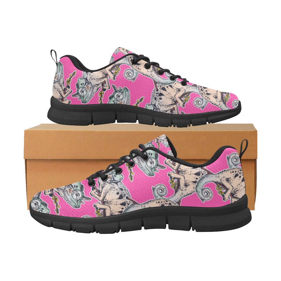 Chameleon lizard pattern pink background Men's Sneaker Shoes
