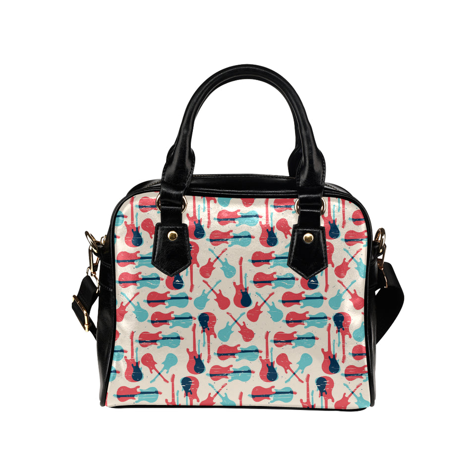 Red Blue guitar pattern Shoulder Handbag