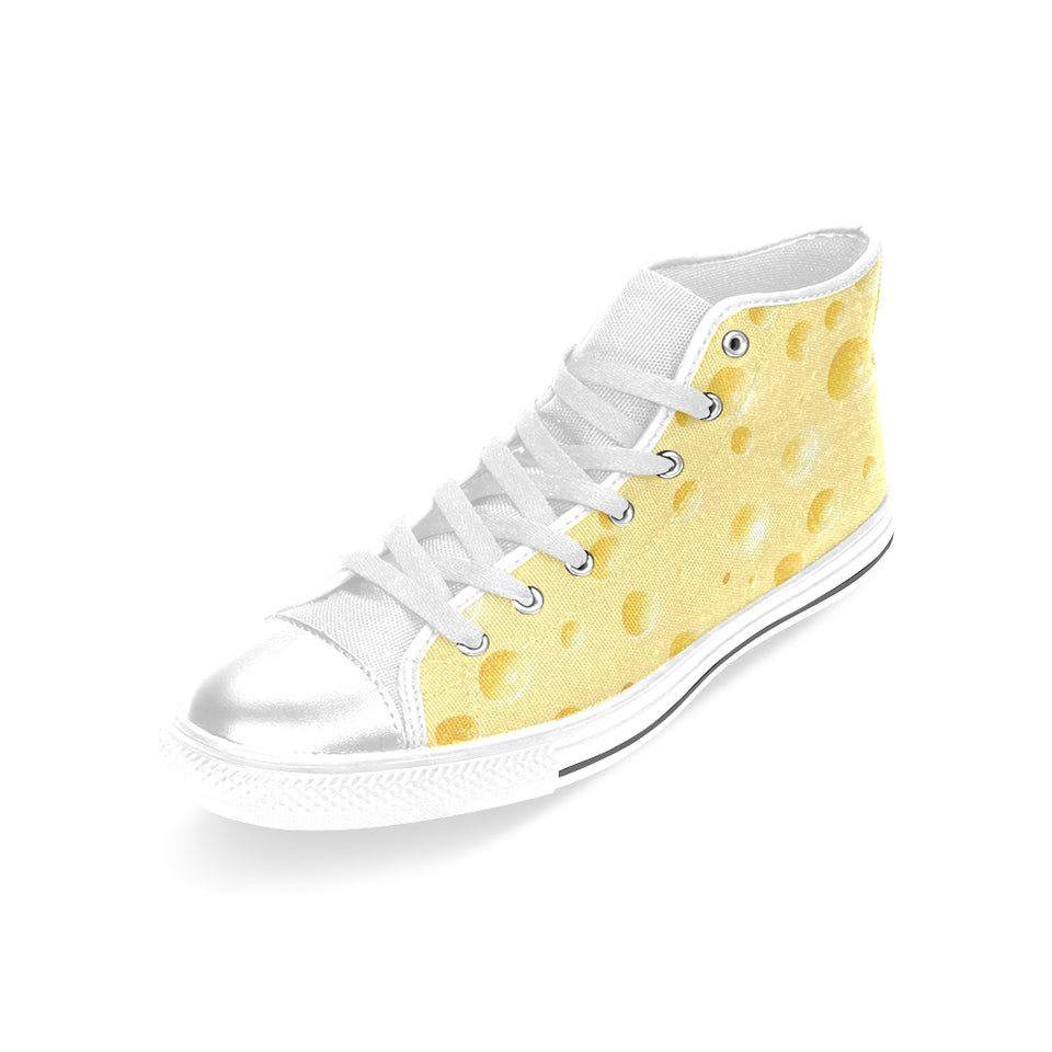 Cheese texture Women's High Top Canvas Shoes White