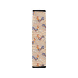 Cute rooster chicken cock floral ornament backgrou Car Seat Belt Cover