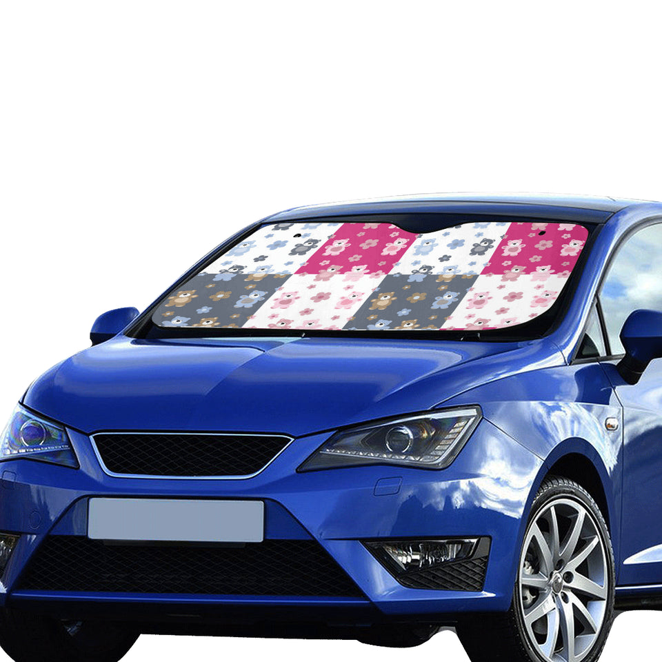 Teddy Bear Pattern Print Design 03 Car Sun Shade