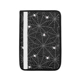 Spider web design pattern Black background white c Car Seat Belt Cover