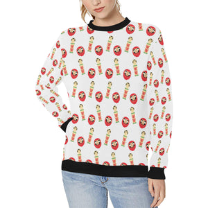 Daruma japanese wooden doll Women's Crew Neck Sweatshirt