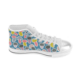 Colorful mushroom design pattern Women's High Top Canvas Shoes White