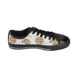 Sketch style cookie pattern Men's Low Top Canvas Shoes Black