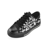 Black white camouflage pattern Men's Low Top Canvas Shoes Black