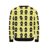 Cute ninja yellow background Men's Crew Neck Sweatshirt