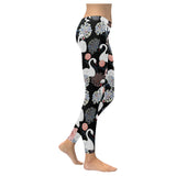 white swan blooming flower pattern Women's Legging Fulfilled In US