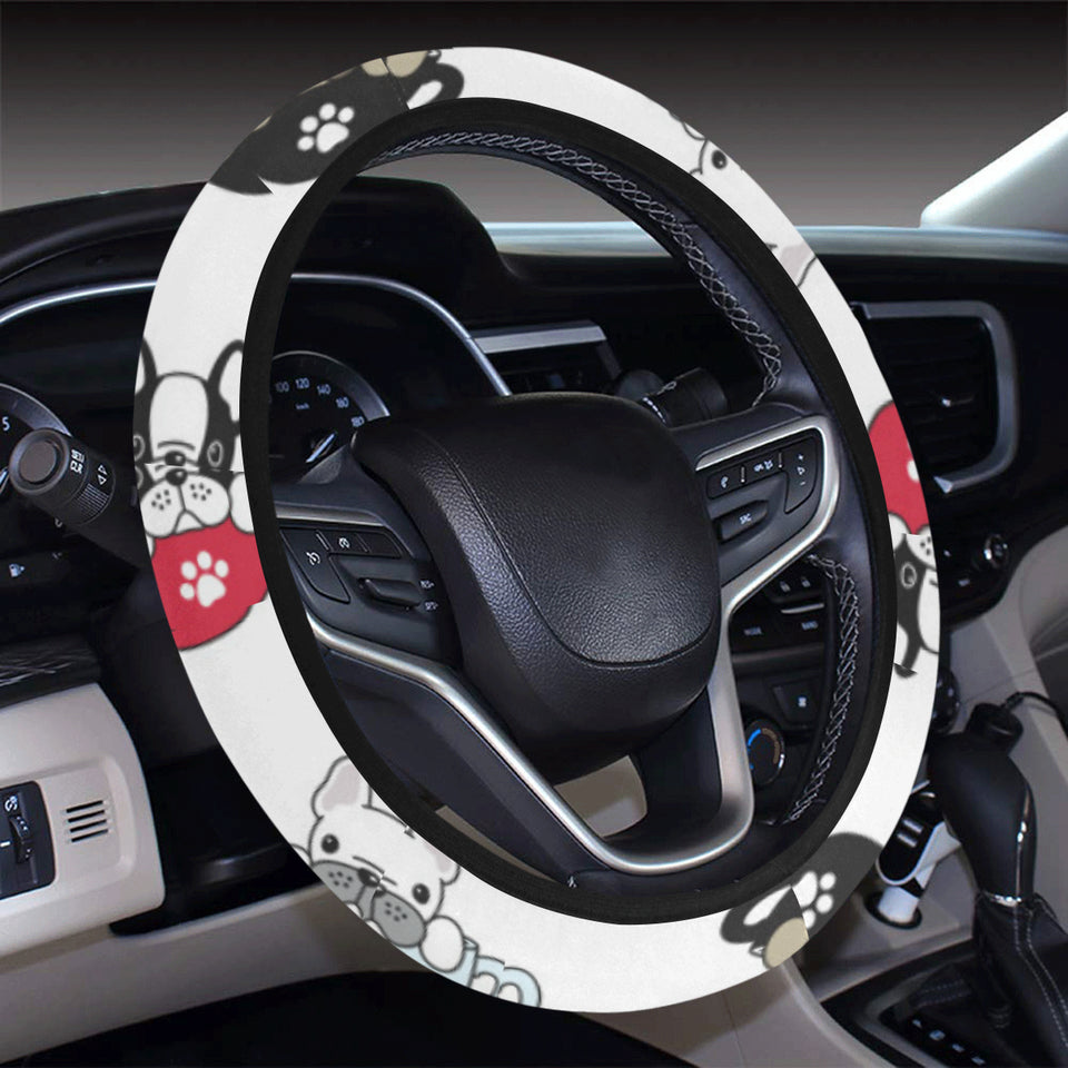French bulldog cup paw pattern Car Steering Wheel Cover