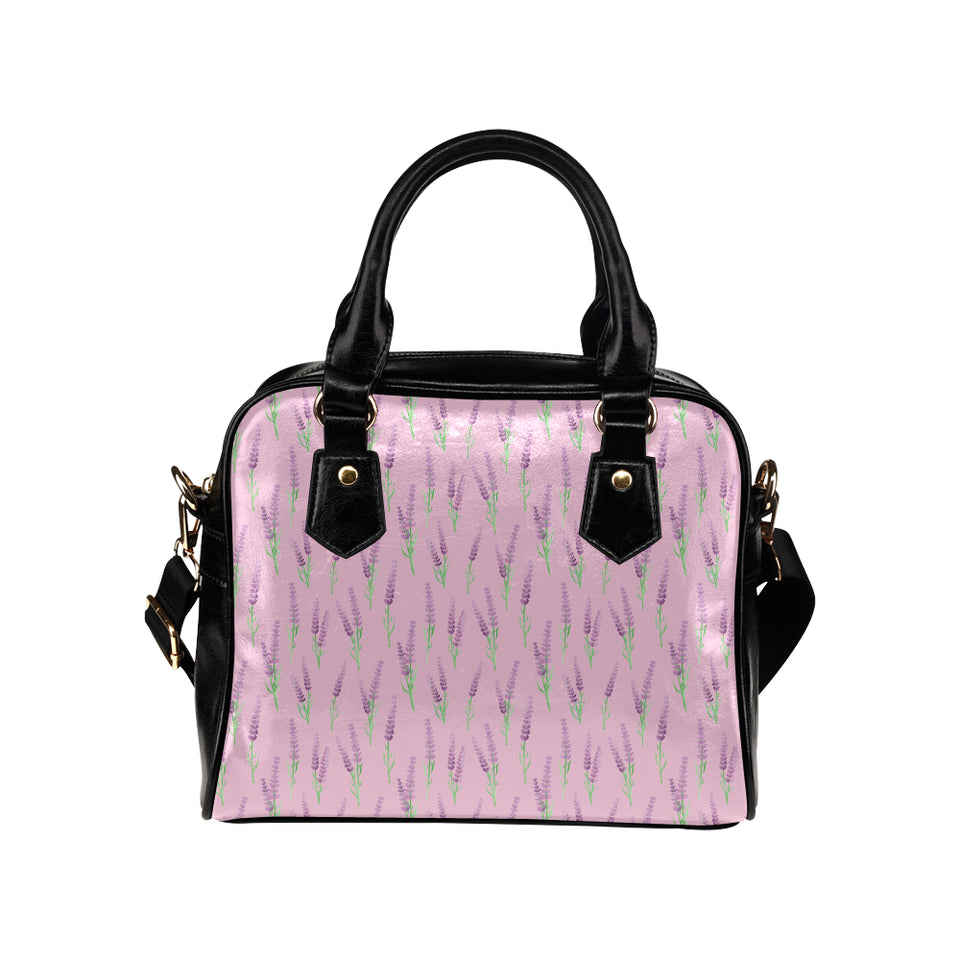 Lavender pattern pink background Shoulder Handbag