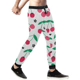 cherry pattern white background Unisex Casual Sweatpants