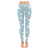 Cute rainbow clound star pattern blue background Women's Legging Fulfilled In US