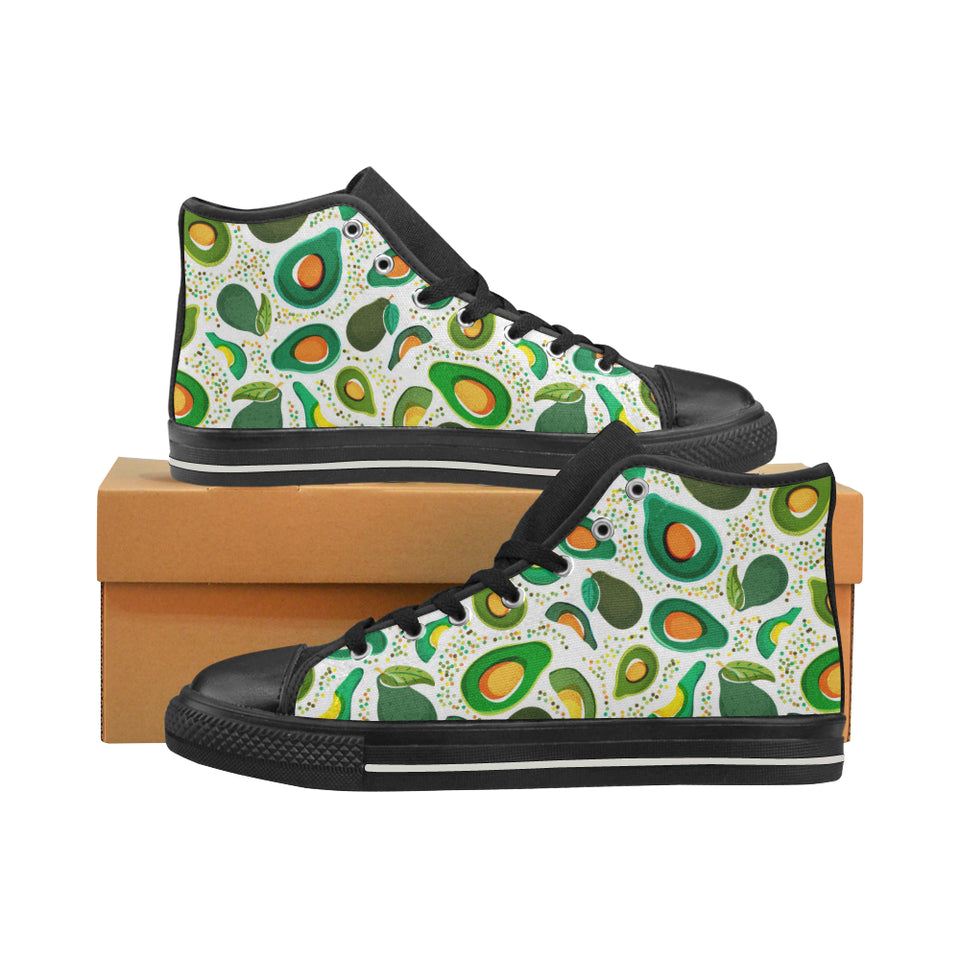 Avocado design pattern Men's High Top Canvas Shoes Black