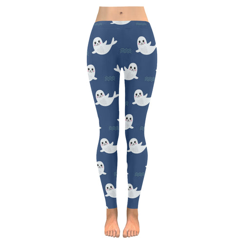 Cute white baby sea lion seal pattern Women's Legging Fulfilled In US