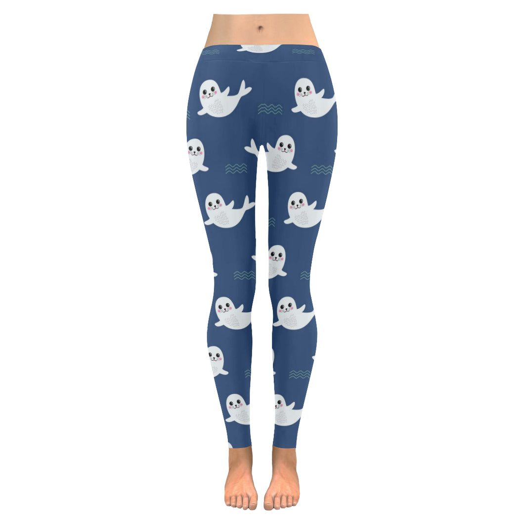 Cute white baby sea lion seal pattern Women's Legging Fulfilled In US