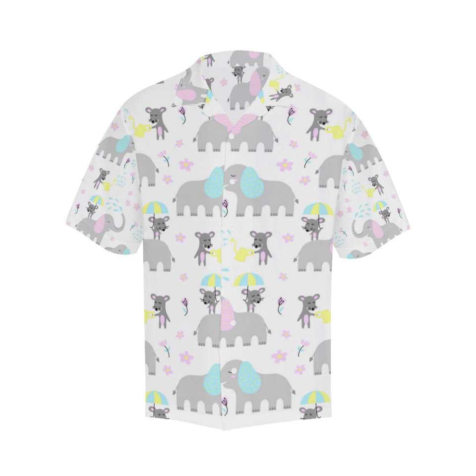 Cute elephant mouse pattern Men's All Over Print Hawaiian Shirt