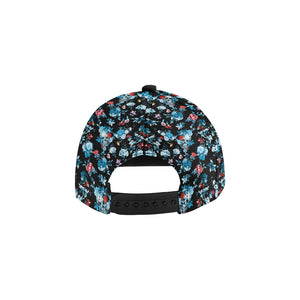 Skull flower roses leave pattern All Over Print Snapback Cap