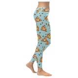 Hand drawn pizza blue background Women's Legging Fulfilled In US