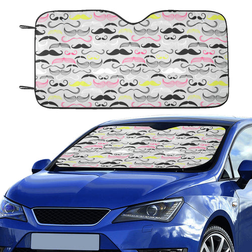 Mustache Beard Pattern Print Design 02 Car Sun Shade