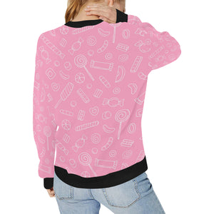 Sweet candy pink background Women's Crew Neck Sweatshirt