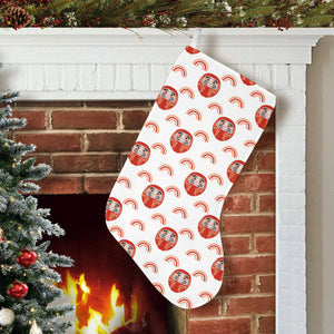 Daruma japanese wooden doll design pattern Christmas Stocking
