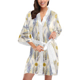 Lavender modern pattern blackground Women's Short Kimono Robe
