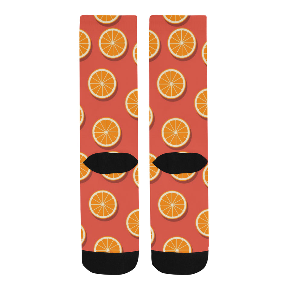 Oranges pattern red background Crew Socks