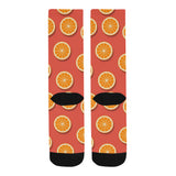 Oranges pattern red background Crew Socks