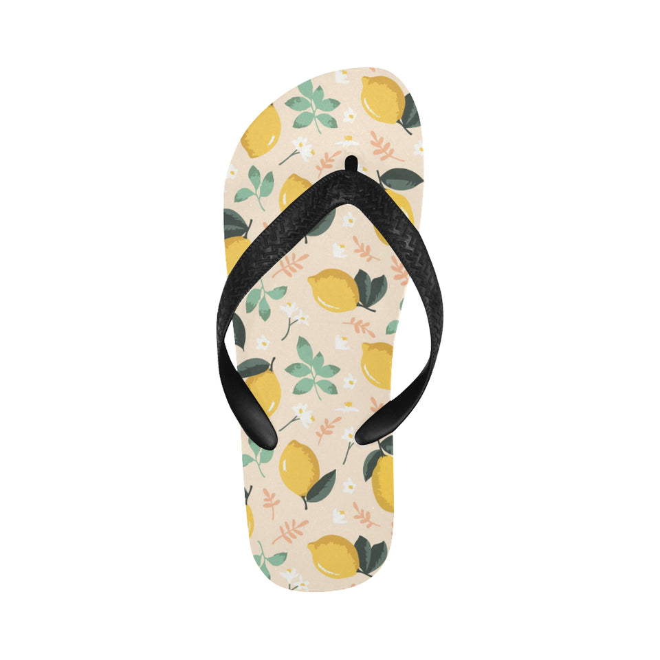 lemon flower leave pattern Unisex Flip Flops