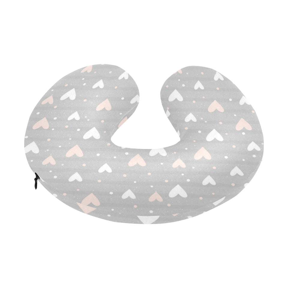Heart pattern gray background U-Shaped Travel Neck Pillow