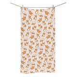 Cute Corgis Pattern pink background Bath Towel