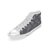 sushi pattern black background Men's High Top Canvas Shoes White