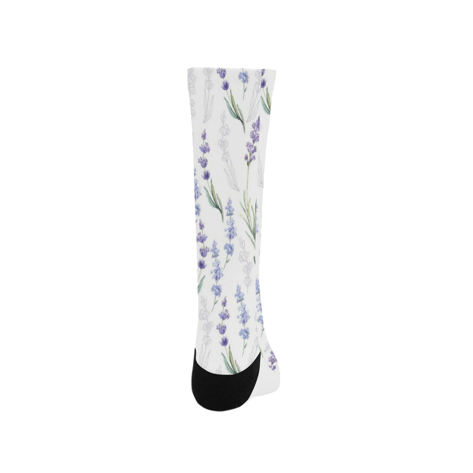 Hand painting Watercolor Lavender Crew Socks