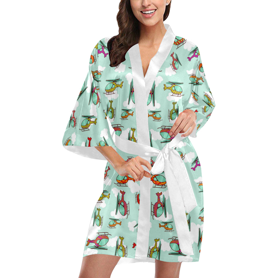 Helicopter design pattern Women's Short Kimono Robe