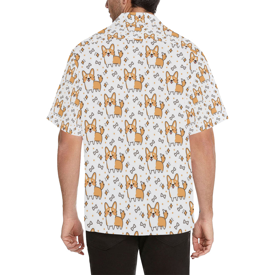 Cute corgi heart star bone pattern Men's All Over Print Hawaiian Shirt