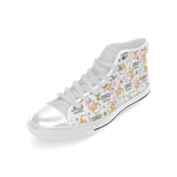 Corgi Dog Pattern Men's High Top Canvas Shoes White