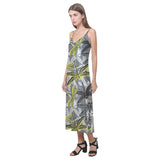 Hand drawn dragonfly pattern V-Neck Open Fork Long Dress