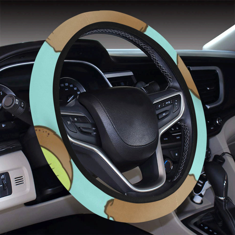 Kiwi blue background Car Steering Wheel Cover