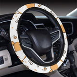 Cute corgi heart star bone pattern Car Steering Wheel Cover